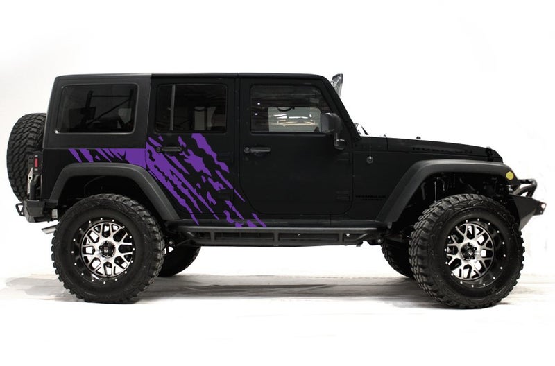 Factory Crafts Splash Side Graphics Kit Vinyl Decal Wrap Compatible with Jeep Wrangler 4-Door 2007-2016 - Purple